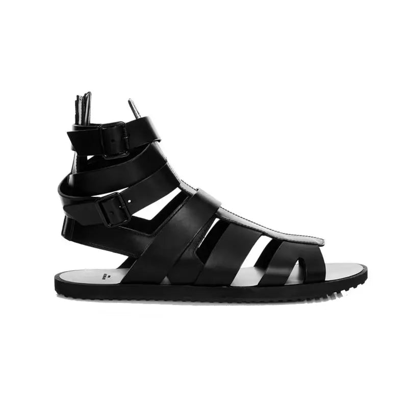 Black Sandals Men 2022 Summer Buckle Sandals Boots