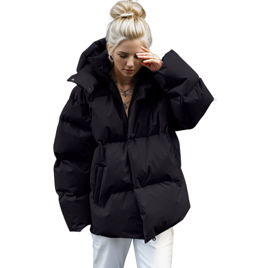 Pocketed Zip Up Hooded Puffer Jacket