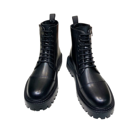 British Style Martin Boots Side Zipper Motorcycle Boots Men'S Boots Plus Velvet Cotton Boots Thick-Soled Mid-Tube Boots