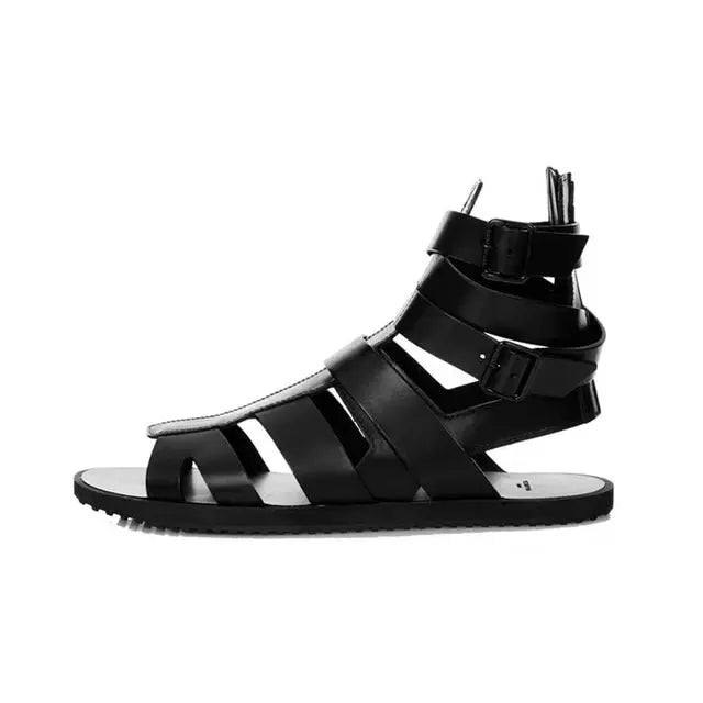 Black Sandals Men 2022 Summer Buckle Sandals Boots